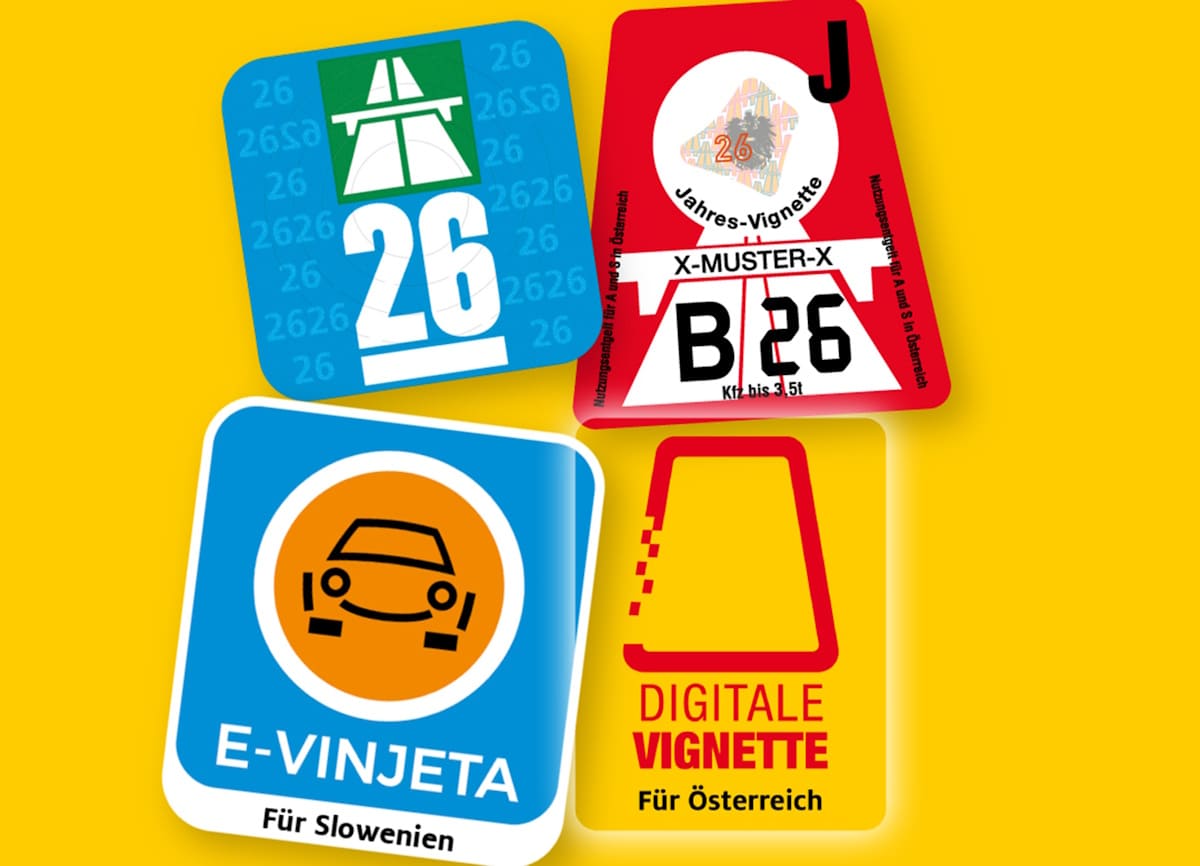 Zusammenstellung von Autobahnvignetten